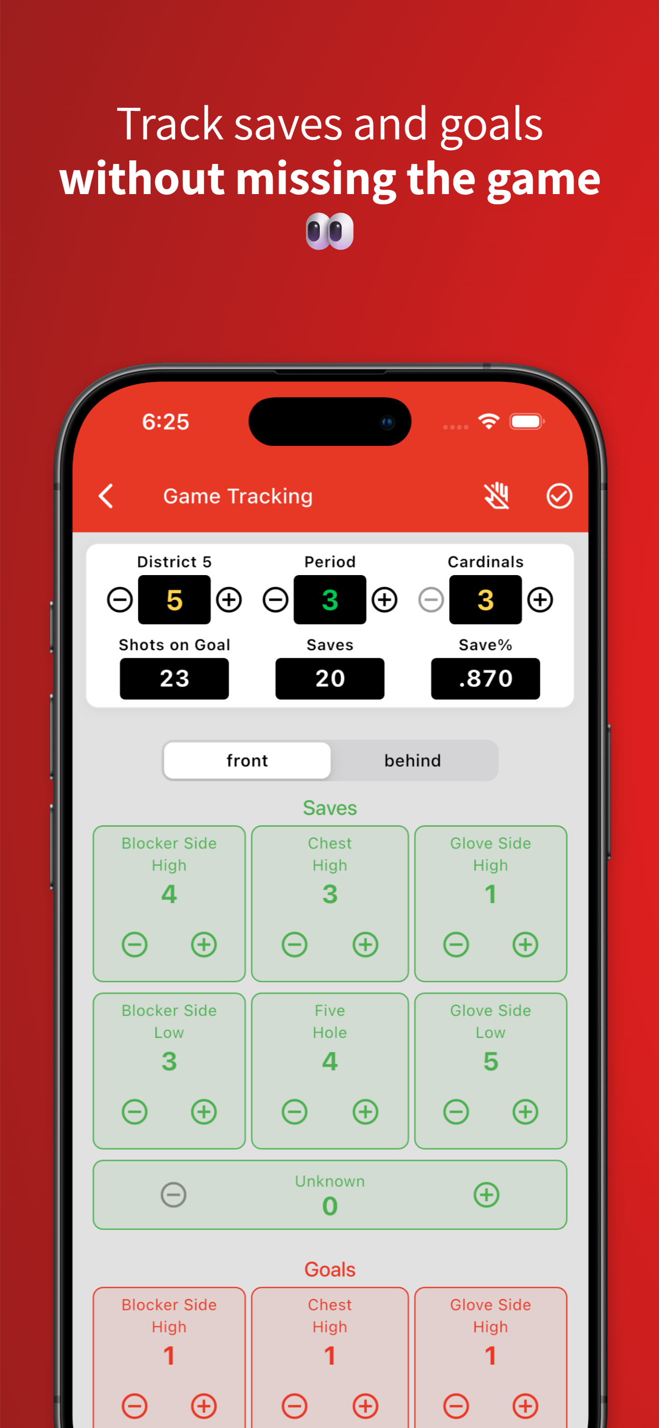 My Goalie Stats - Game Tracking