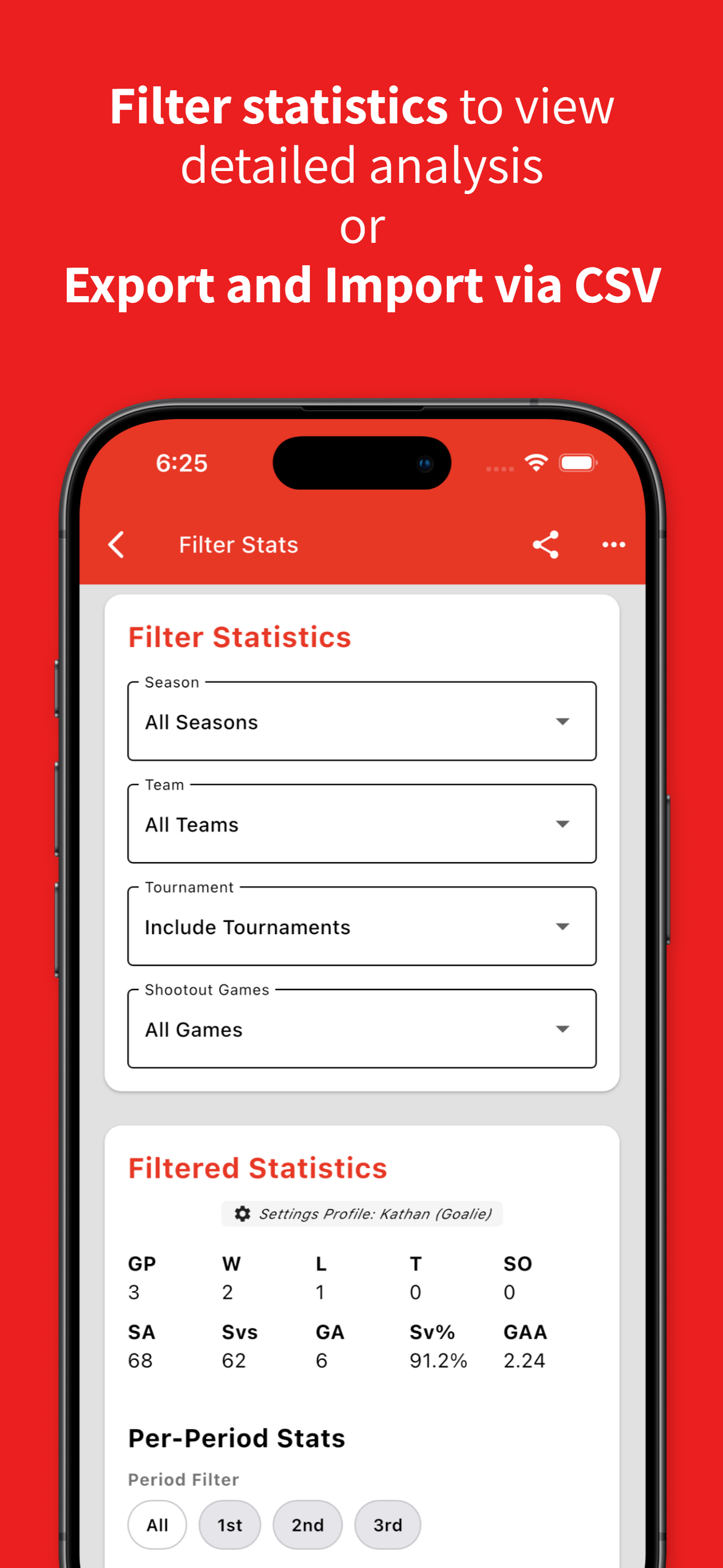 My Goalie Stats - Game Details